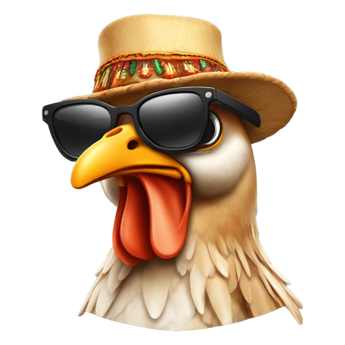 Cooking whole chicken with sunglasses and indian hat from Friends sticker