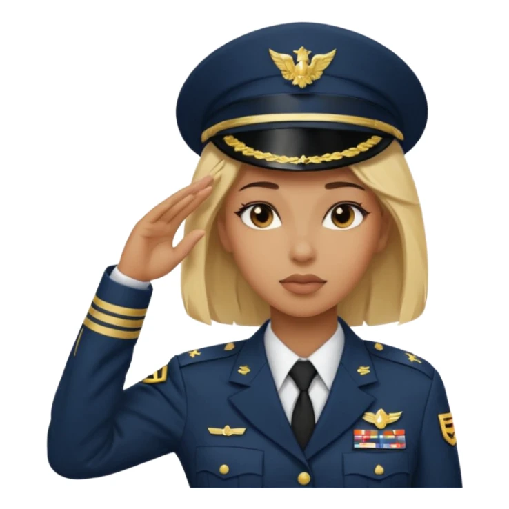 black solider woman salute with blonde hair sticker