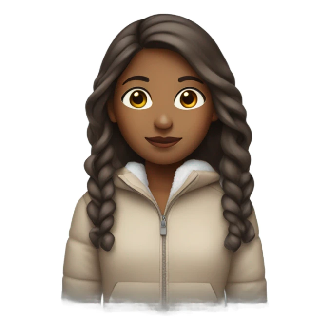 Brown girl with long brown  hair in a snow suit  sticker