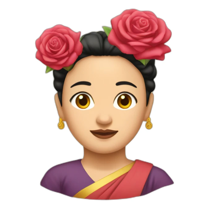 Aung San Su Kyi with rose on her head sticker