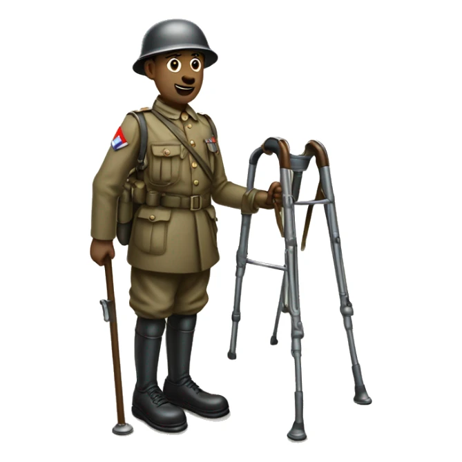 disabled ww1 soldie with amputation on crutches sticker