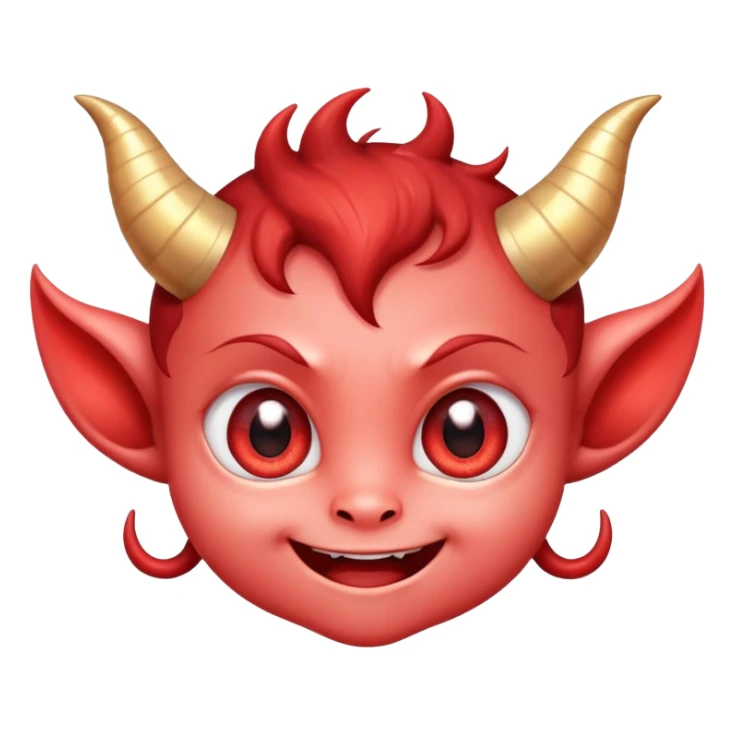 adorable little demon with tiny horns and big sparkly eyes, smiling innocently sticker