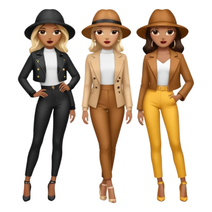 Glam girls in a group of 3 friends  sticker