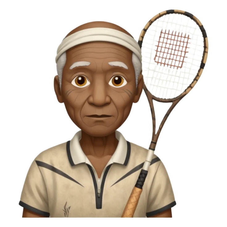 ancient tribal old black man with 1 badminton racket sticker