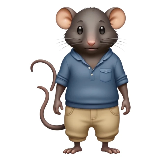 a large black rat in pants, with a lot of sweat sticker