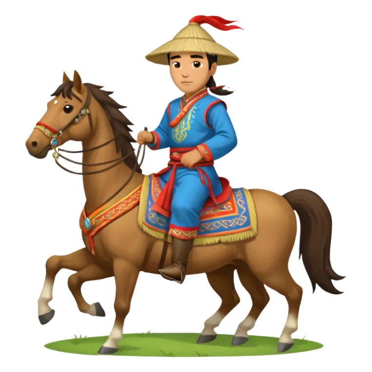 mongolian man on horse full body sticker