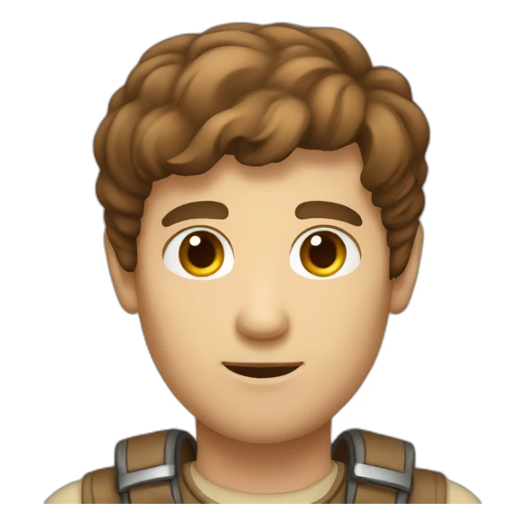 Brown hair long face male explorer sticker