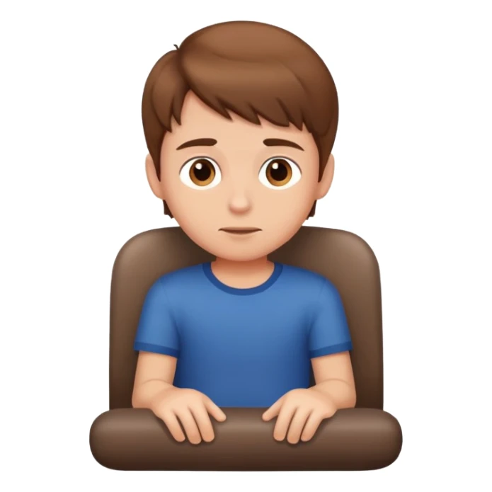 Brown hair boy at the edge of his seat sticker