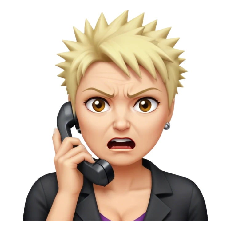 Short Blonde spikey mature woman on the phone angry sticker