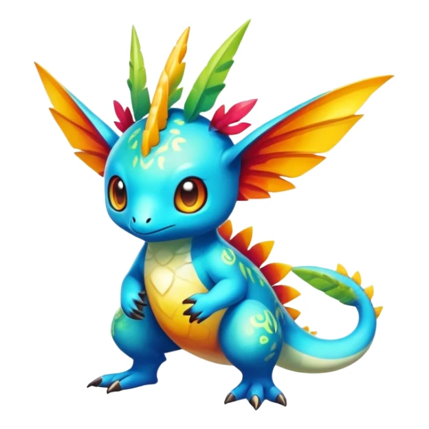 Exotic tropical shiny rare epic cute Fakémon-creature, full body, with random markings sticker