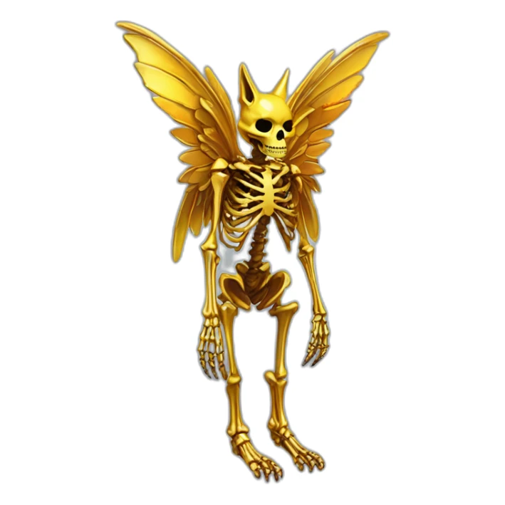 Melting Neon and gold Zombie skeleton fox with wings and prosthetic leg  sticker