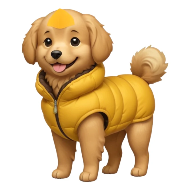 a full body of cute dog with puffer clothes sticker