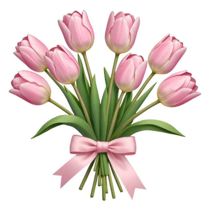 very pale pink tulips bouquet with light pink bow sticker