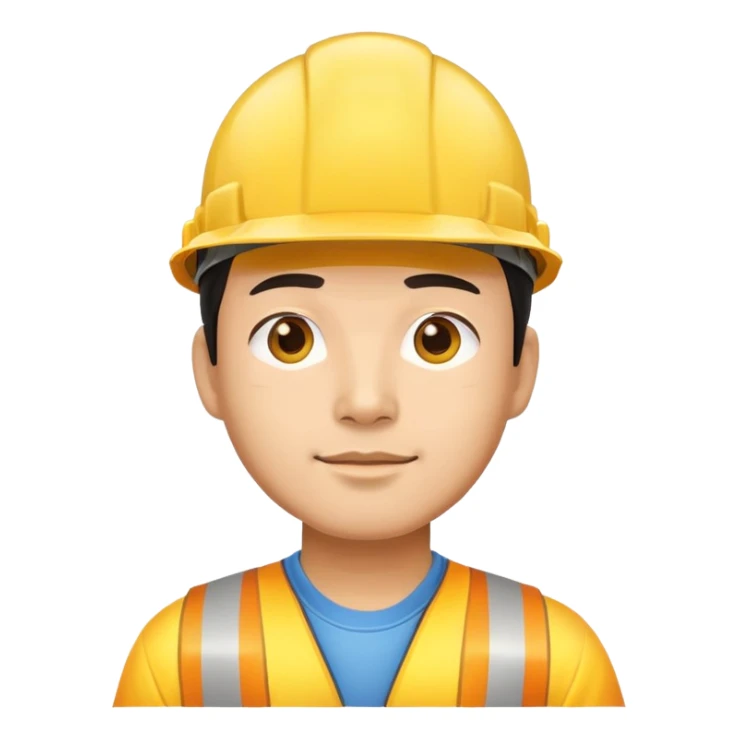 Man of Chinese appearance wearing a yellow construction hat sticker