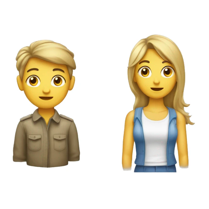 junge Frau umarmt jungen Mann von hinten. sticker