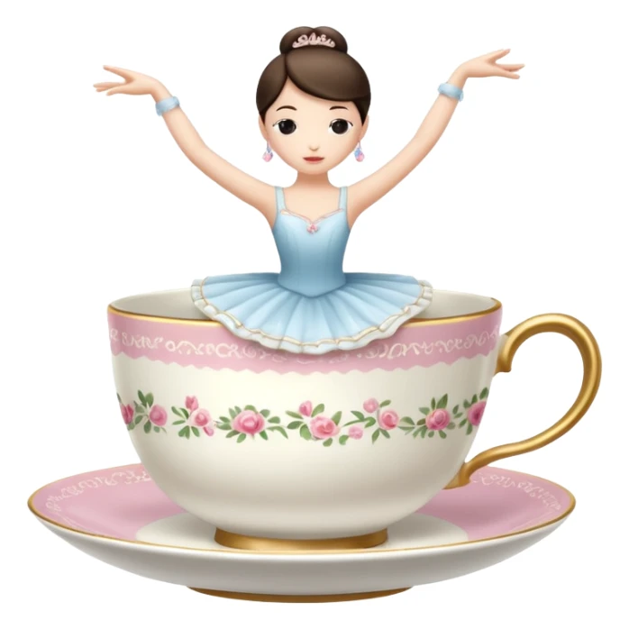 A teacup with arms and legs dancing like a ballerina sticker