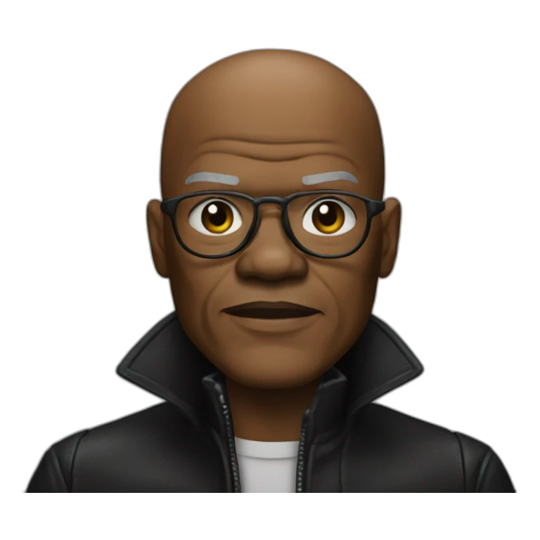 bald samuel l jackson in leather coat sticker