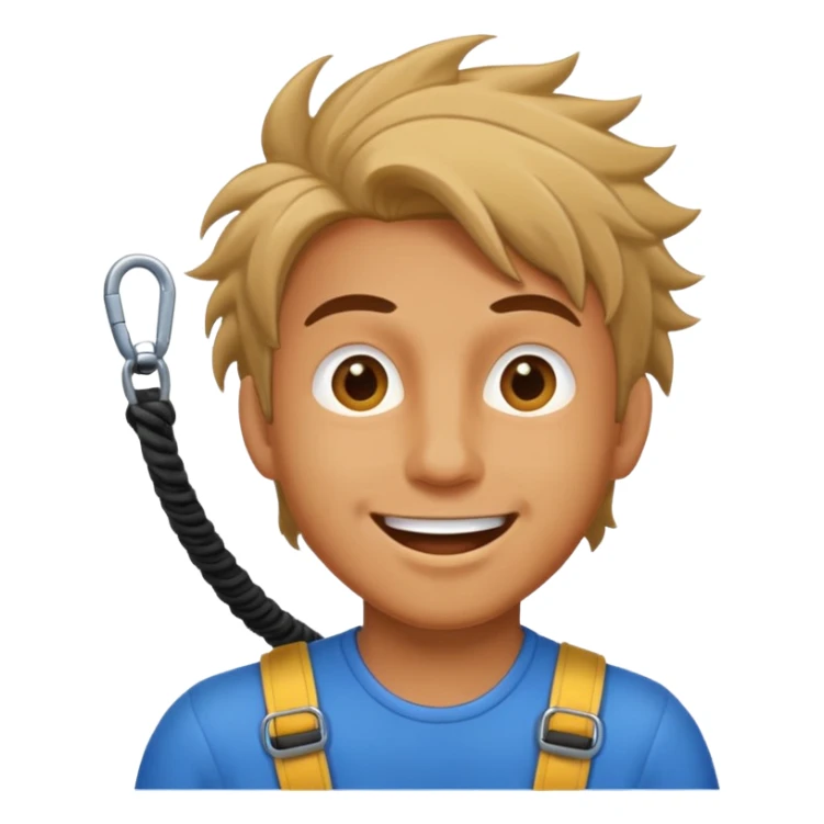 bungee jumping man face only with flying hair sticker