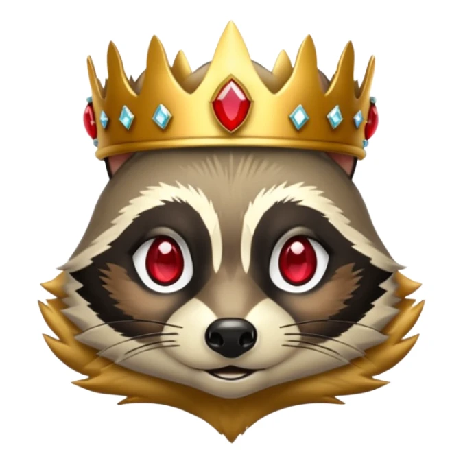 Gold Racoon with gold with red jewelled crown sticker