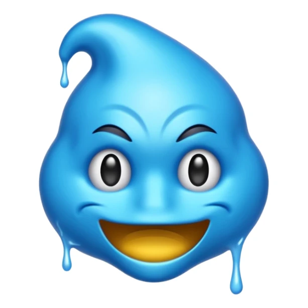 emoji con una textura irregular como un slime y con diferentes tonos de azul sin cara sticker