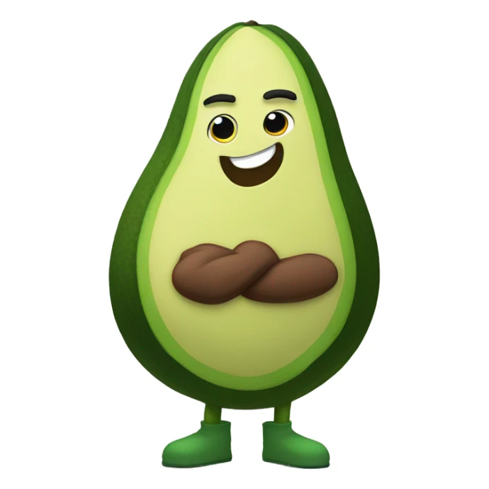 avocado character with muscular arms sticker