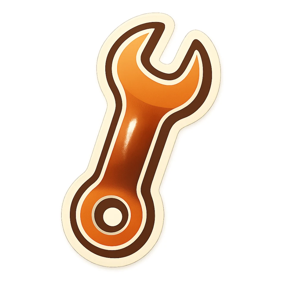 make me a white colour or brown wrench with white outline sticker