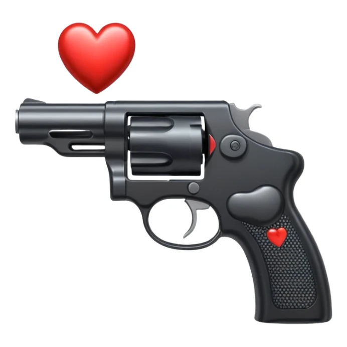 Black hand gun shooting a heart bullets out of the tip  sticker