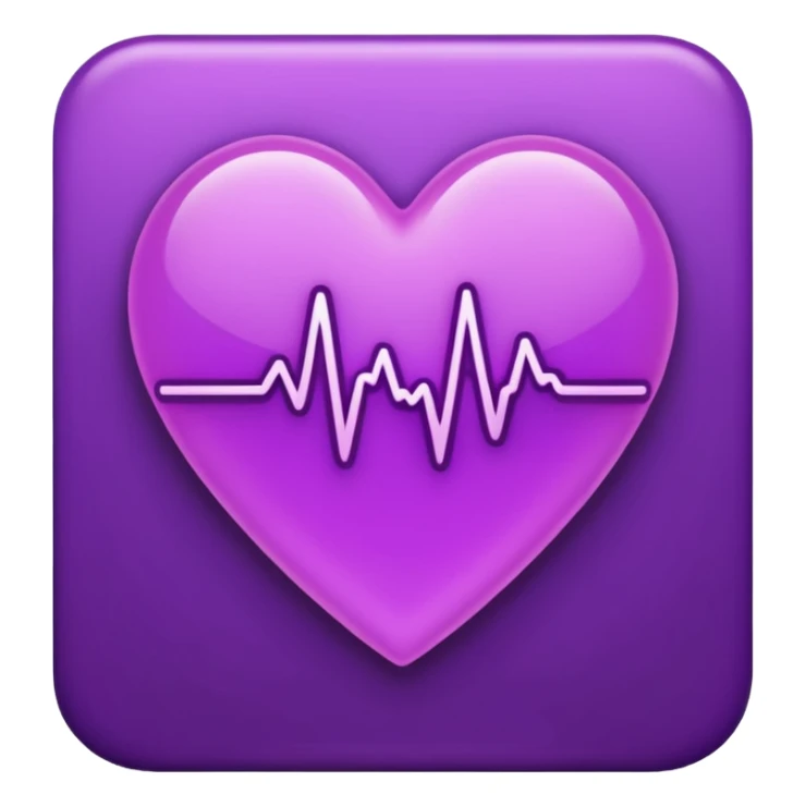 heart pules tech with the pules symbol in the middle, make the hart dark purple. dark outline sticker
