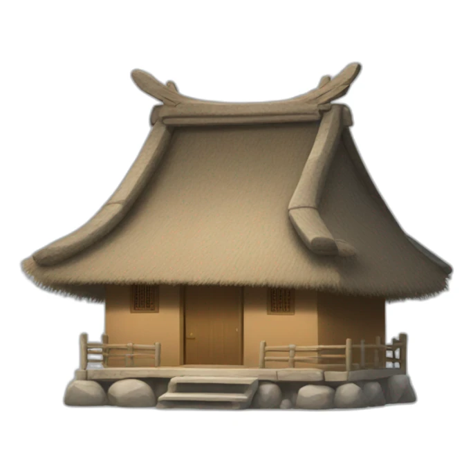 a Chinese-style hut with a thatched roof sticker