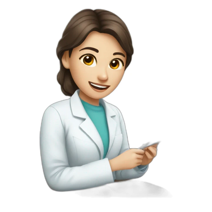 young brunette woman with brown eyes studying dentistry sticker