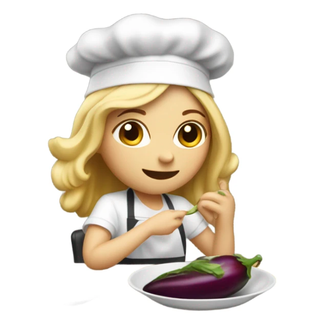 Blonde white girl eating eggplant (the eggplant is wearing a chef’s hat) sticker