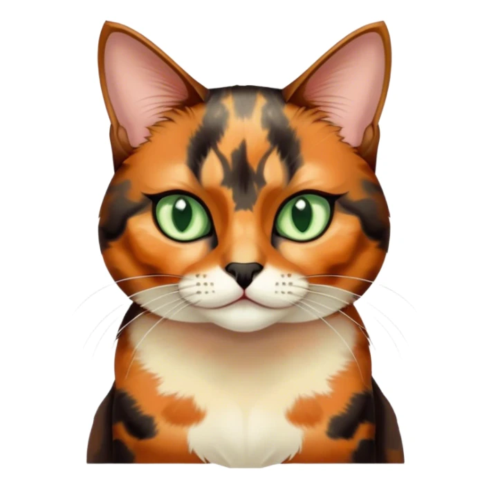 Tortoiseshell color cat with sage green eyes sticker