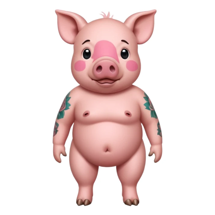 full body of pig having tattoo, front view sticker