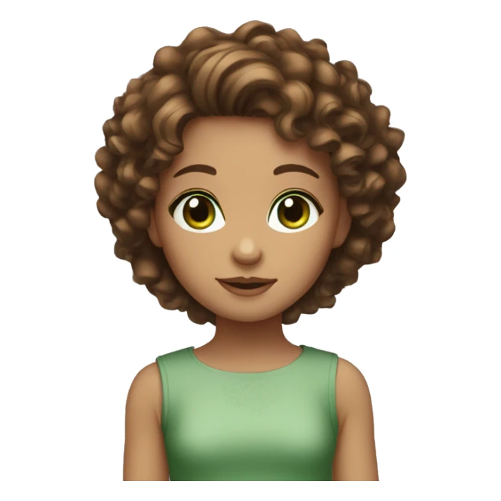 girl with brown curly hair and green eyes  sticker