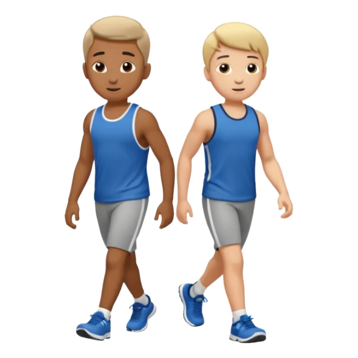 two boys walking, wearing gym clothes, full body sticker