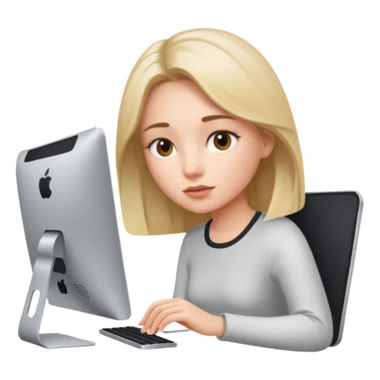 Girl working with iMac sticker