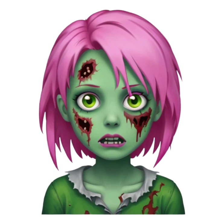 zoombie girl pink hair, green skin sticker