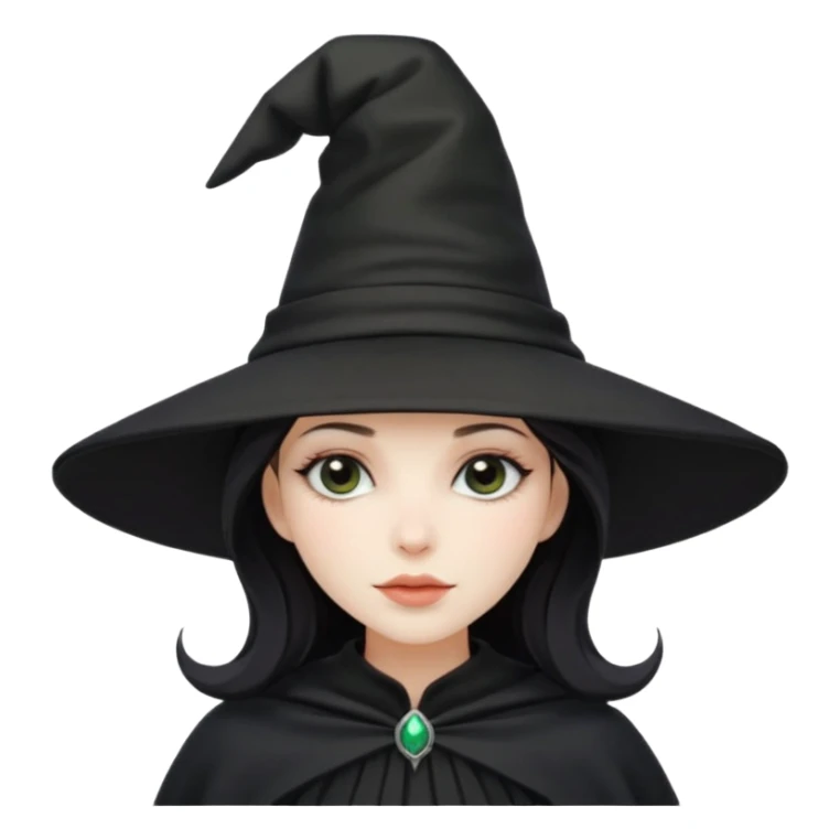 Pretty witch wearing all black and a oversized hat that covers half her face  sticker