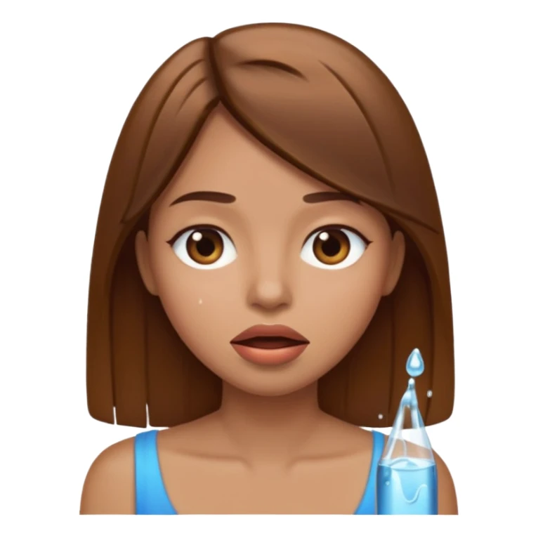 Women with brown straight hair with watery mouth  sticker