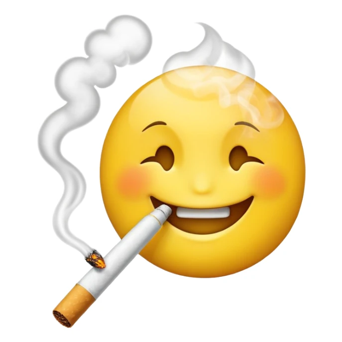 Make an emoji with a smiley face that smokes a cigarette sticker