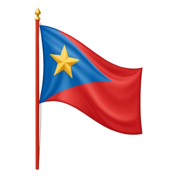 Bandeira vermelha, com uma faixa branca na diagonal, e uma estrela azul no meio sticker