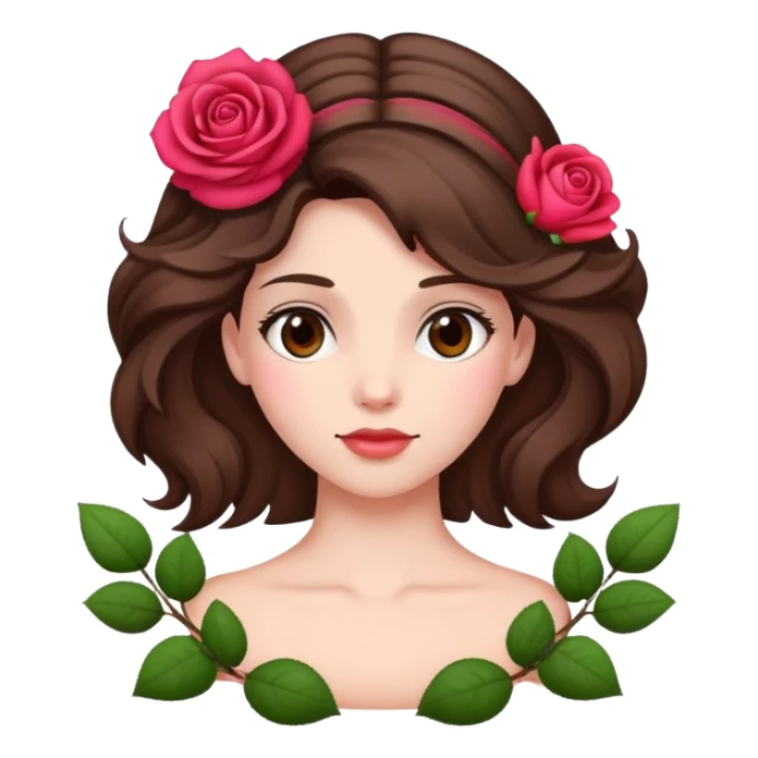Girl brunnette with rose in Hair sticker