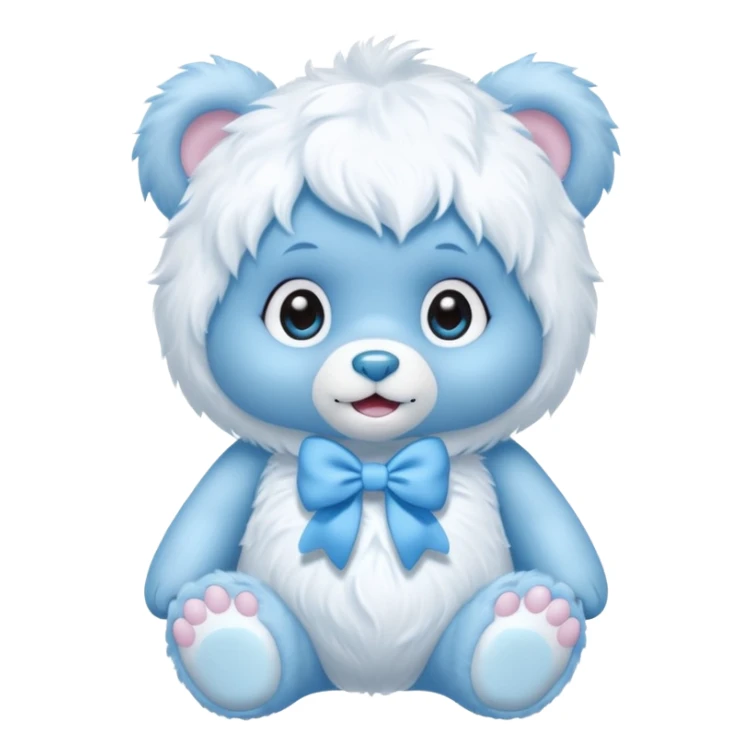 blue baby girl care bear yeti with blue bow sticker