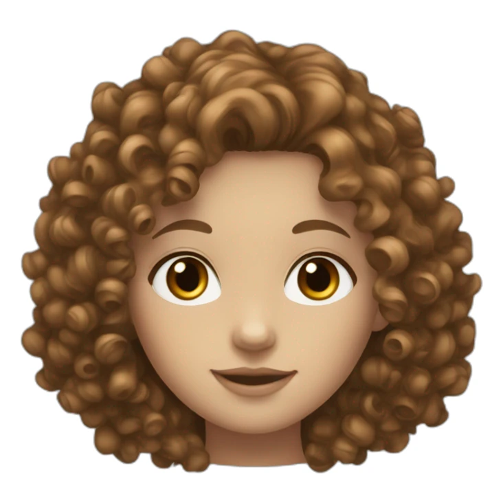 brown curly hair white skinned girl brown eyes sticker