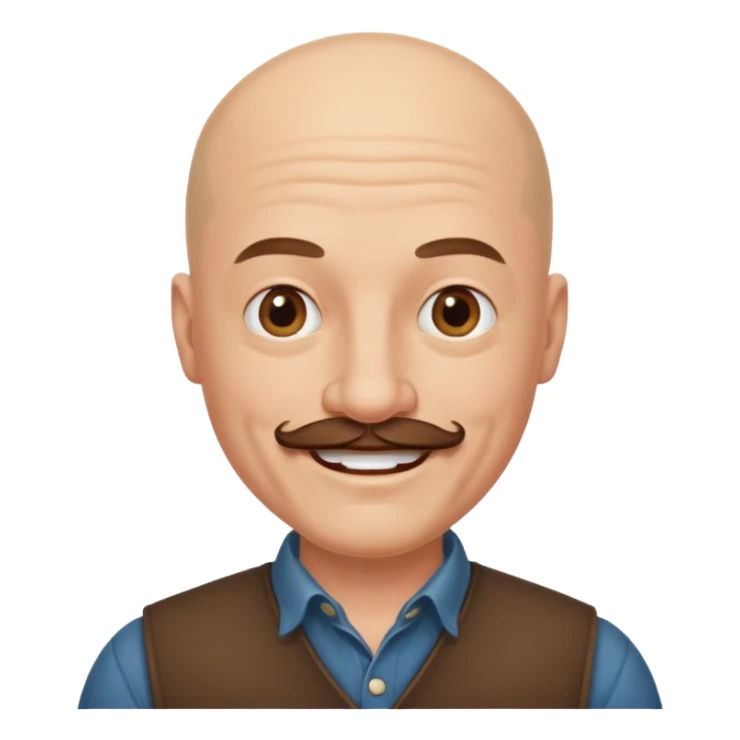 bald and mustached western man sticker