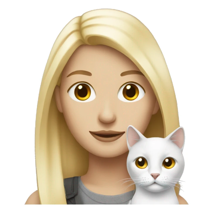blonde woman with white grey cat sticker