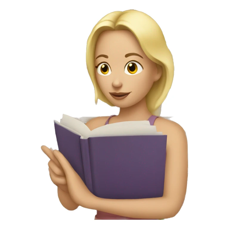 white woman reading books and papers sticker