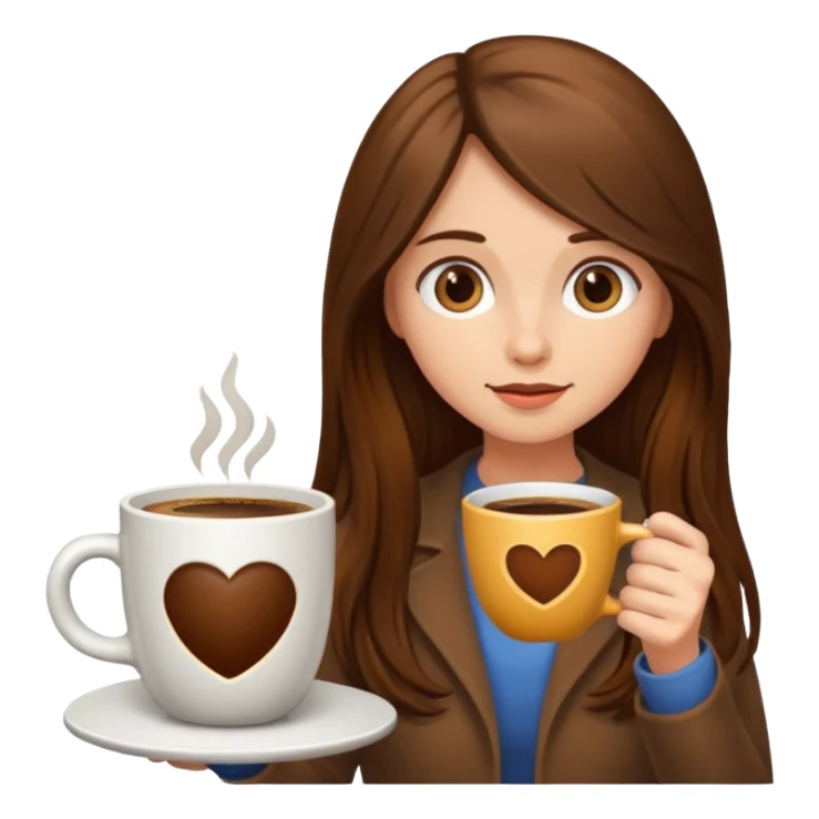 Brown long haired girl with cup of coffee sticker