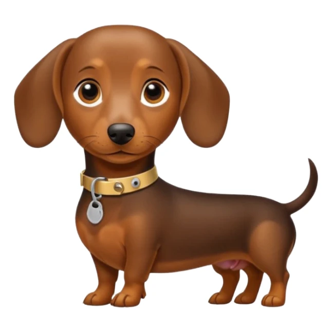 Dachshund dog with collar name tag that says DeSean sticker