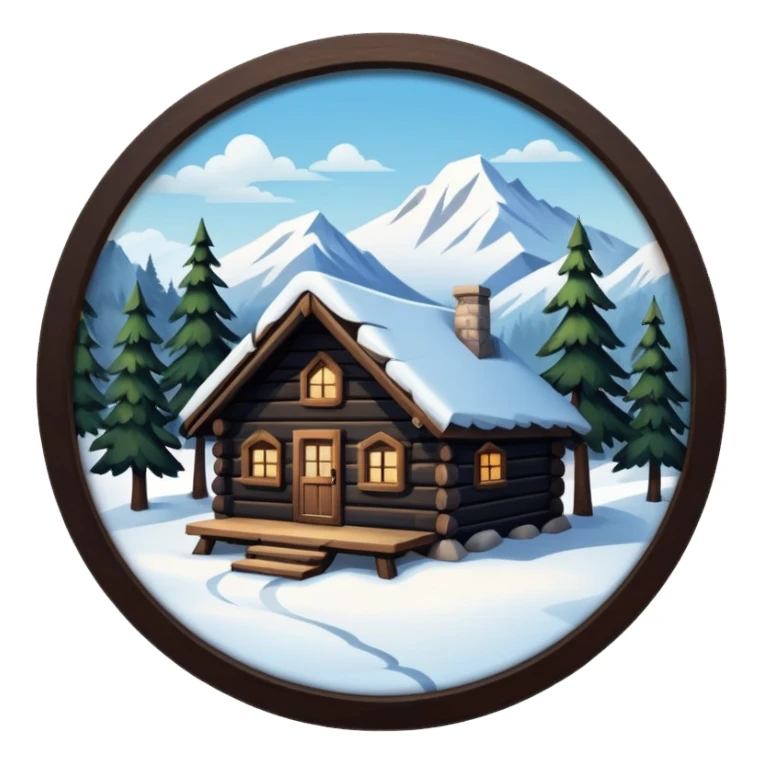 Snowy little cabin mountain woods sticker